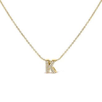 House of Brilliance 10K Gold Diamond Accent A-Z Initial Bubble Pendant Necklace in Yellow | K at Nordstrom