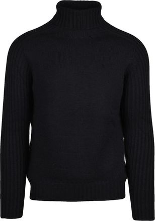 Gran Sasso Black High Neck Virgin Wool Sweater