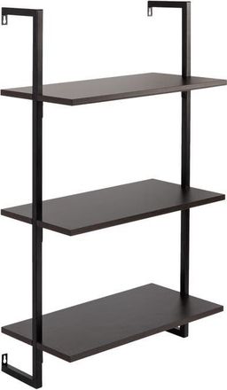 Happimess Madera Classic Industrial Shelf Wood Wall-Mounted Open Ladder Bookcase with Metal Frame in Black at Nordstrom, Size Small