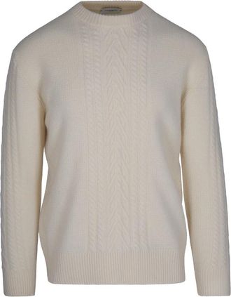 Paolo Pecora Roomwitte Wollen Trui - Heren - Ronde hals truien - Beige - XL - Wol - Truien & Vesten