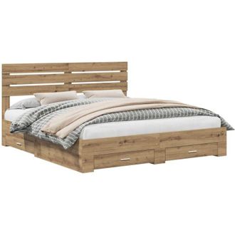 vidaXL Bed Frame with Drawer with Headboard Manual Engineered Wood vidaXL