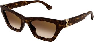 Cartier Cat Eye Zonnebril - Dames - Zonnebrillen - Bruin - 53 MM - Nylon - Accessoires