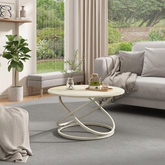 Vicco Mesa De Centro Calgary, Travertino/cachemira, 79.5 X 79.5 Cm, Vicco