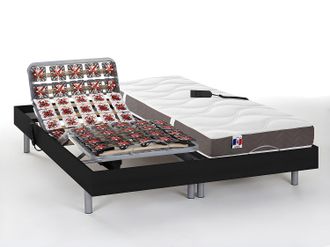 Vente-Unique Set relax sole sospensioni 100% lattice 5 zone JUPITER di YSM&Eacute;E - Nero - 2 x 70 x 190 cm - motori OKIN