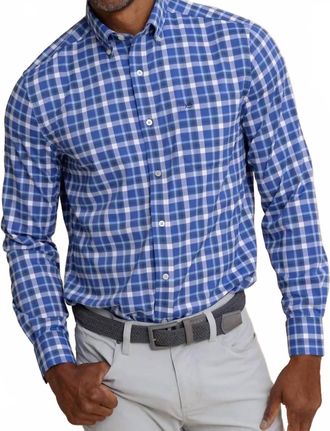 Southern Tide River Ridge Plaid Sportshirt In Surf Blue