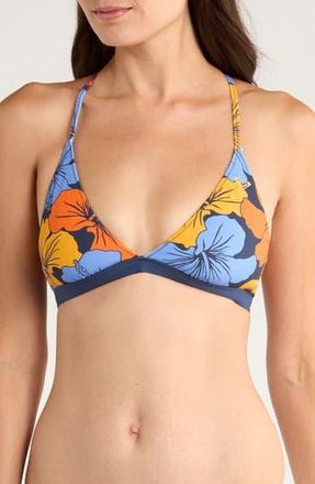 Roxy Surf Sport Reversible Triangle Bikini Top in Navy Combo at Nordstrom Rack, Size X-Large