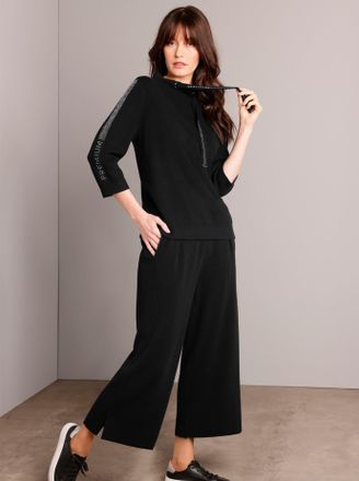 Cr&eacute;ation L 3/4 Arm-Pullover CREATION L PREMIUM Merino-Kaschmir-Pullover, Damen, Gr. 36, schwarz, 90% Schurwolle, 10% Kaschmir, unifarben, Pullover 3/4 Arm-Pullov