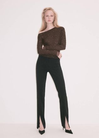 Mango Blusa asimmetrica ricamata marrone - Donna - XXS - MANGO
