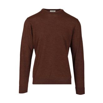 Ballantyne Crewneck Jumper in Extrafine Merino Wool - male - Ballantyne - Round-neck Knitwear - Brown - XL - Knitwear