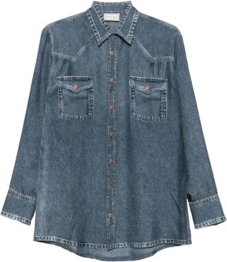 Pierre-Louis Mascia Blauwe Zijden & Nylon Overhemd - Dames - Spijkeroverhemden - Blauw - XS - Nylon - Overhemden