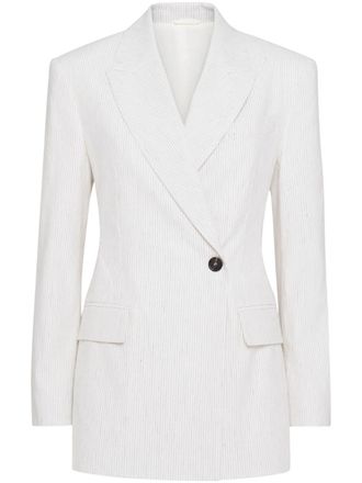 Brunello Cucinelli single-breasted blazer - women - Linen/Flax/Cotton/Elastane - 40 - White