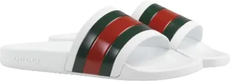 Gucci Web Rubber Slide Sandal - White