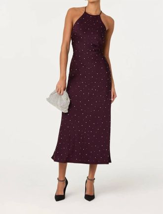Astr Halley Midi Dress In Deep Purple