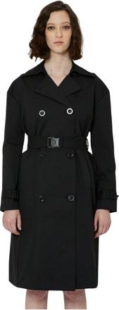 John Richmond Lange Double-Breasted Trenchcoat - Dames - Trenchcoats - Zwart - XS - Katoen - Jassen