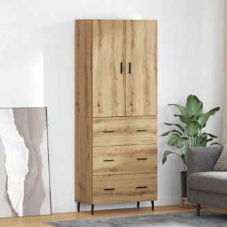 vidaXL vidaXL Credenza 2 pcs Rovere artigianale Legno Stratificato e Vetro
