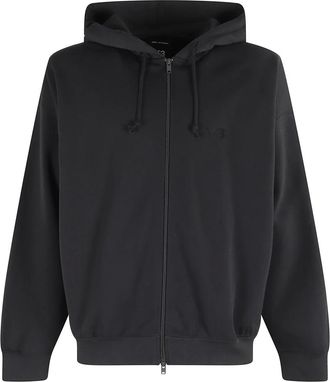 Yohji Yamamoto Hoodies & sweatvesten, Heren, Zwart, M, Zwarte Zip Hoodie Sweatshirt met Logo