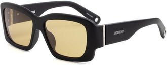 Jacquemus Sunglasses Square Full Rim, Shiny Black Frame And Orange Lens