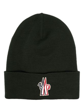 Moncler printed beanie hat - Green