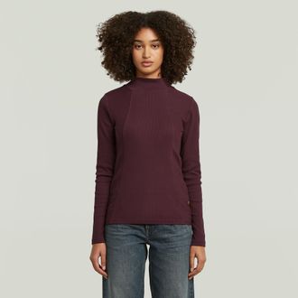 G-Star A-Line Slim Rib Mock T-shirt - Rood - Dames