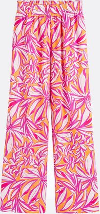 La Redoute Collections Broek met wijde pijpen, elastische tailleband, bloemenprint