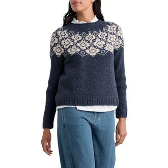 Seasalt Cornwall Johanna Fair Isle Merino Wool Blend Sweater in Helianthus Maritime Limestone at Nordstrom, Size 10 Us