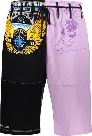 Marine Serre Bedrukte Katoenen Bermuda Shorts met Zakken - Heren - Strandmode - Paars - S - Katoen - Badmode