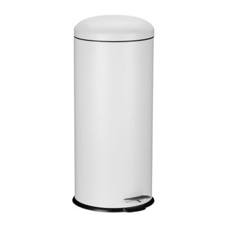 Relaxdays Relaxdays - Cubo Basura Ba&ntilde;o 30 Litros, Papelera Cocina Tapa Cierre Suave, Asa Y Pedal, Bote Residuos Redondo, Blanco