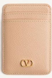 Valentino Garavani Portacarte magnetico VLogo Signature Garavani in Vitello Granato Donna ROSA UNI