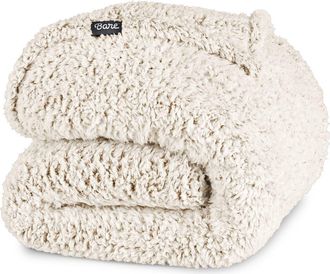 Bare Home Tipped Faux Shearling Throw Blanket in Oyster at Nordstrom