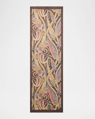 Etro Paisley-Print Frayed Scarf