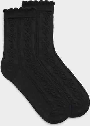 Simons Womens Embossed bow ankle socks