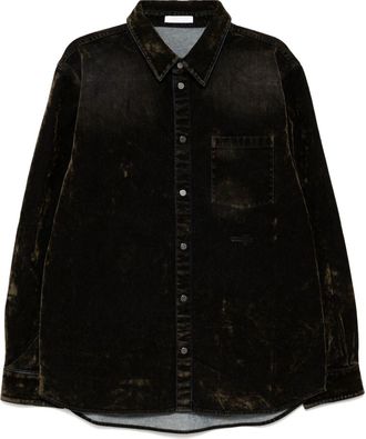 Helmut Lang Camicia Curved Classic Flocked - Verde