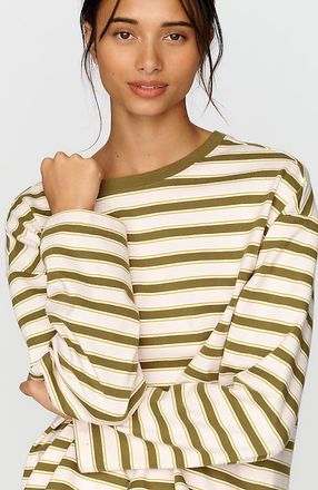 Pilcro 100% Cotton Striped Crew Neck Tee