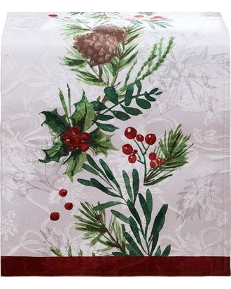 Elrene Holly Berry Flourish Holiday Fabric Table Runner