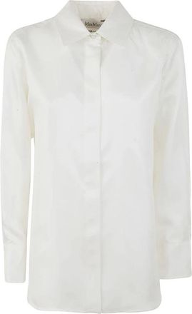 Max Mara Molina Zijden Twill Blouse - Dames - Overhemden - Wit - L - Overhemden