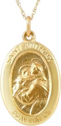Pompeii3 14k Yellow Gold St. Anthony Medal Pendant 1 Tall 2.5 Grams