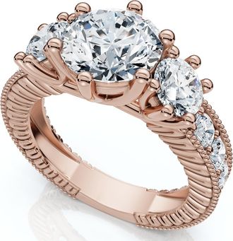 Pompeii3 Certified 3 1/2Ct Elizabeth Diamond Engagement Vintage Ring 14k Gold Lab Grown