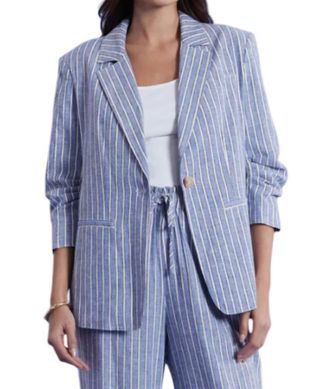 Tyler B&ouml;e Cooper Stripe Blazer In Bermuda Blue