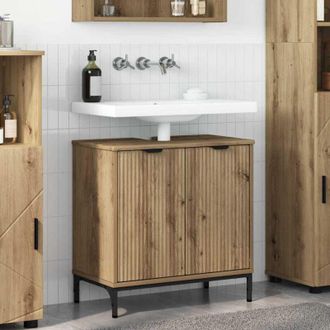 vidaXL vidaXL Armadio per Lavabo da Bagno con porta Rovere artigianale
