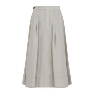 Brunello Cucinelli Brunello Cucinelli, Midi Skirts, female, Beige, Size: 2XS Sartorial Skirt with Monili
