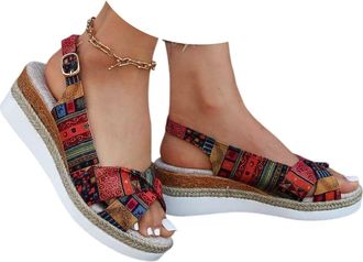 Generic Orthopedic Platform Wedge Sandals For Women UK With Ankle Strap Bow Non-Slip Shoes Open Toe Low Heel Espadrilles Arch Support Summer Beach Walking Cas