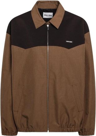Miu Miu Vichy Check Blouson - Dames - Zomerjassen - Bruin - M - Katoen - Jassen