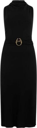 Roberto Cavalli Midi-jurk met slangenprint - Dames - Casual kleedjes - Zwart - S - Kleedjes