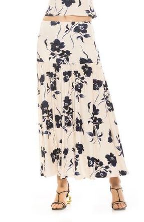 Alexia Admor Lia Low Rise Maxi Skirt in Blue Floral at Nordstrom Rack, Size X-Small