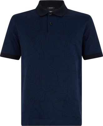 HUGO BOSS Polo shirt van katoen met jacquardpatroon - Heren - Polos - Blauw - S - Katoen - Tops