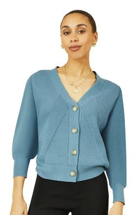 Yumi Knitted Stitch Detail Cardigan in Blue at Nordstrom, Size Medium