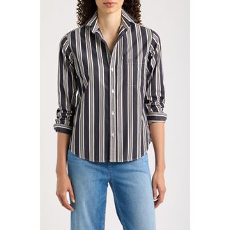 Frank & Eileen NYC Button-Up Shirt in Black/tan Multi Stripe at Nordstrom, Size Medium