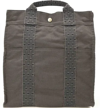 Herm&egrave;s Her Line Gray Nylon Canvas Backpack (Pre-Owned)