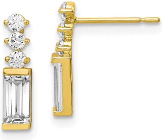 Diamond2Deal 10K Yellow Gold Polished Cubic Zirconia Fancy Stud Earrings