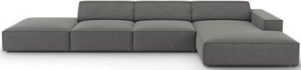 BLOOMINGLOFT 5-Sitzer Design Ecksofa Jodie mit Ottomane links - Samtbezug